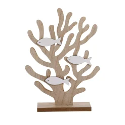 Sale DecoWoerner Deko-Korallen-Holz-Aufsteller Mit Fischen 22 X 6 X 30 Cm Naturholz