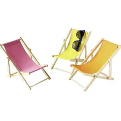 Clearance DecoWoerner Deko-Liegestuhl-Set "Mini" gelb