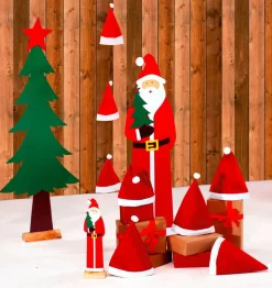 New DecoWoerner Deko-Nikolaus Filz, Pack á 3 Stück rot