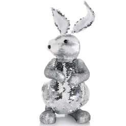Sale DecoWoerner Deko-Oster-Hase Mit Wendepailletten , 35 Cm silber