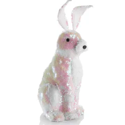 Outlet DecoWoerner Deko-Oster-Hase Mit Wendepailletten Irisierend- 42 Cm weiß