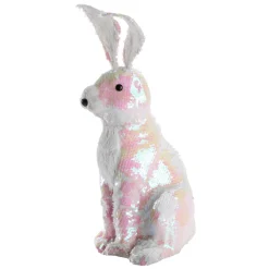 Outlet DecoWoerner Deko-Oster-Hase Mit Wendepailletten Irisierend- 42 Cm weiß