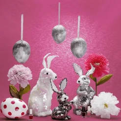 Outlet DecoWoerner Deko-Oster-Hase Mit Wendepailletten Irisierend- 42 Cm weiß