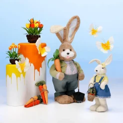 Hot DecoWoerner Deko-Plüsch-Oster-Hase 57 Cm Hoch, , Mit Körbchen Beige