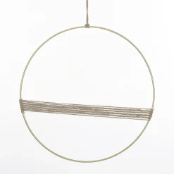 New DecoWoerner Dekoring Aus Metall Mit Juteseil-Design 35 Cm Ø gold