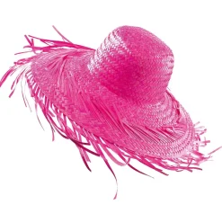 Outlet DecoWoerner Deko-Strohhut Pink, 40 Cm Ø rosa
