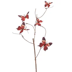 Clearance DecoWoerner Dekozweig Mit 5 Schmetterlingen, , 95 Cm rot