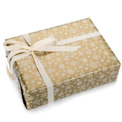 DecoWoerner Doppelseitiges Weihnachts-Geschenkpapier In & Silber Mit Weihnachtssymbolen – 50 M Geschenkpapier-Rolle gold