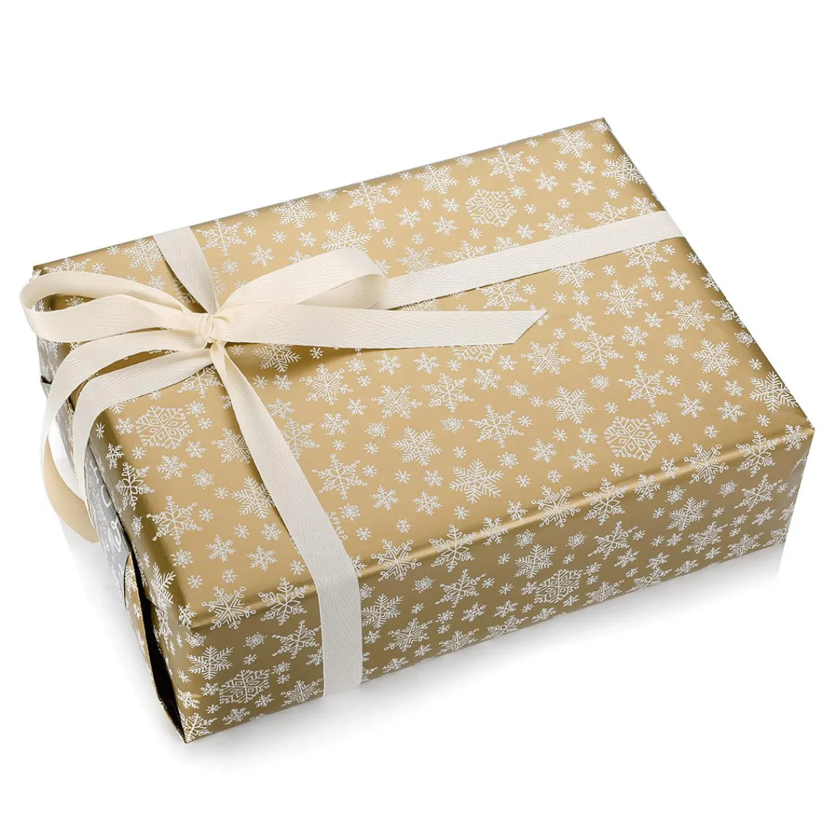 DecoWoerner Doppelseitiges Weihnachts-Geschenkpapier In & Silber Mit Weihnachtssymbolen – 50 M Geschenkpapier-Rolle gold