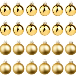 Sale DecoWoerner Dunkelene Weihnachtskugeln Aus Glas 6 Cm Ø – 24 Stück gold