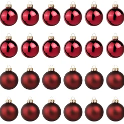 Best DecoWoerner Dunkele Weihnachtskugeln Aus Glas 6 Cm Ø – 24 Stück rot