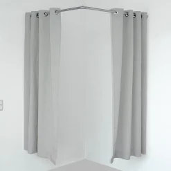 Sale DecoWoerner Eck-Kabinen-Vorhang, 200 Cm Lang, Grau