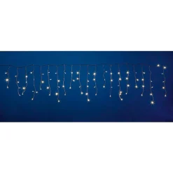 DecoWoerner Eisregen-Lichterkette 24 V Für Den Innenbereich, Warme LED, Weißes PVC-Kabel, 200 X 100 Cm