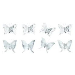 Sale DecoWoerner Feder-Schmetterlinge, Set à 8 Stück Mit Clip weiß