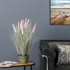 Outlet DecoWoerner Feines Deko-Federborstengras In Silber- Im Zinktopf 57 Cm rosa