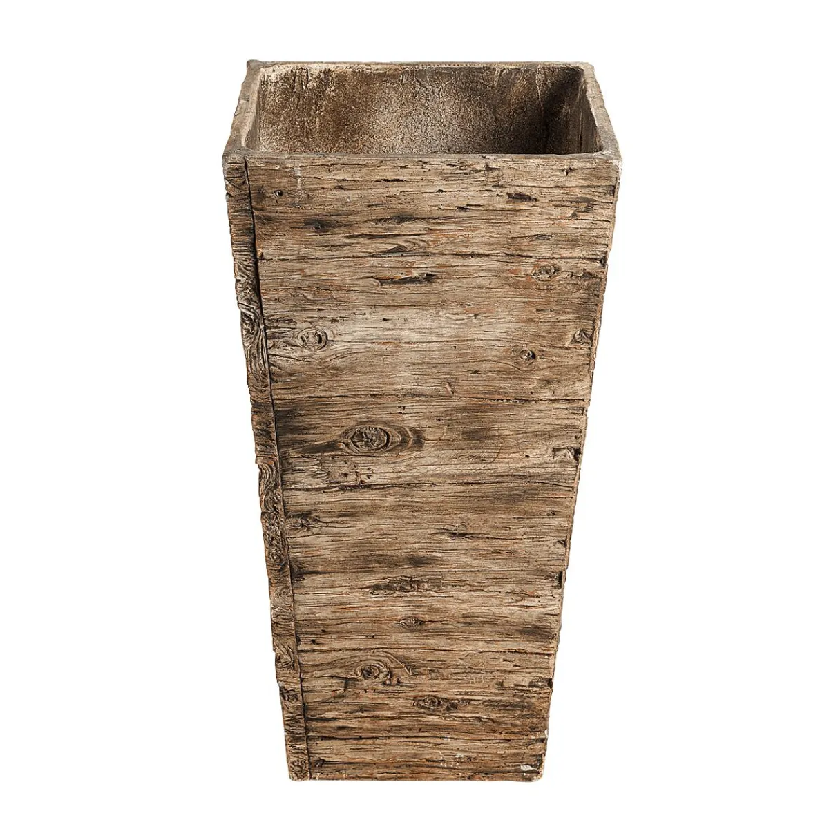 Best DecoWoerner Fiberglas Pflanzenkübel-Set , In Holzoptik 50, 65, 75 Cm Hoch braun