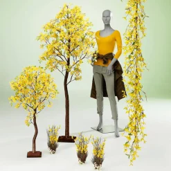 DecoWoerner Forsythien-Kunstbaum Mit Standplatte 120 Cm gelb