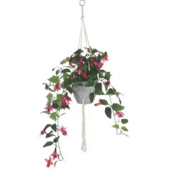 Sale DecoWoerner Fuchsien Kunstblumen-Hänge-Ampel Im Topf 85 Cm violett