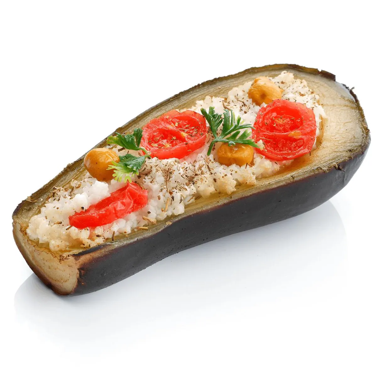 Hot DecoWoerner Gefüllte Halbierte Aubergine Lebensmittel-Attrappe 15 Cm violett