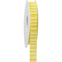 Hot DecoWoerner es Baumwoll-Geschenkband Mit Streifen 15 Mm, 18 M gelb