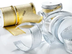 DecoWoerner Geschenkband "Luxury" 40 Mm X 20 M silber