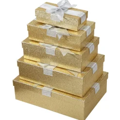 DecoWoerner Geschenkboxen-Set , 5tlg. gold