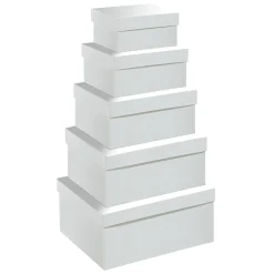 Online DecoWoerner Geschenk-Boxen-Set Mit Deckel Metallic 5 Stück weiß