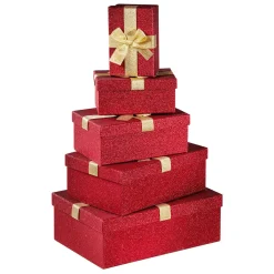 Clearance DecoWoerner Geschenkboxen-Set , 5tlg. rot