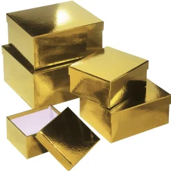 Discount DecoWoerner Geschenkkartonage Metallic, , 5tlg. gold