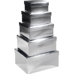 New DecoWoerner Geschenkkartonage Metallic, , 5tlg. silber
