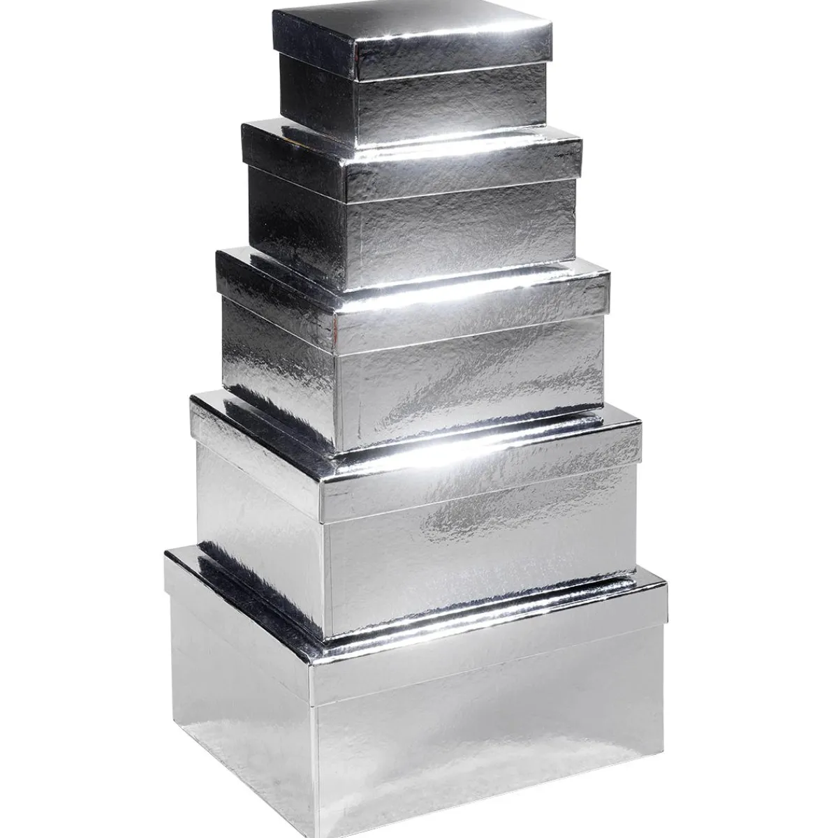 New DecoWoerner Geschenkkartonage Metallic, , 5tlg. silber