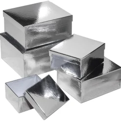 New DecoWoerner Geschenkkartonage Metallic, , 5tlg. silber