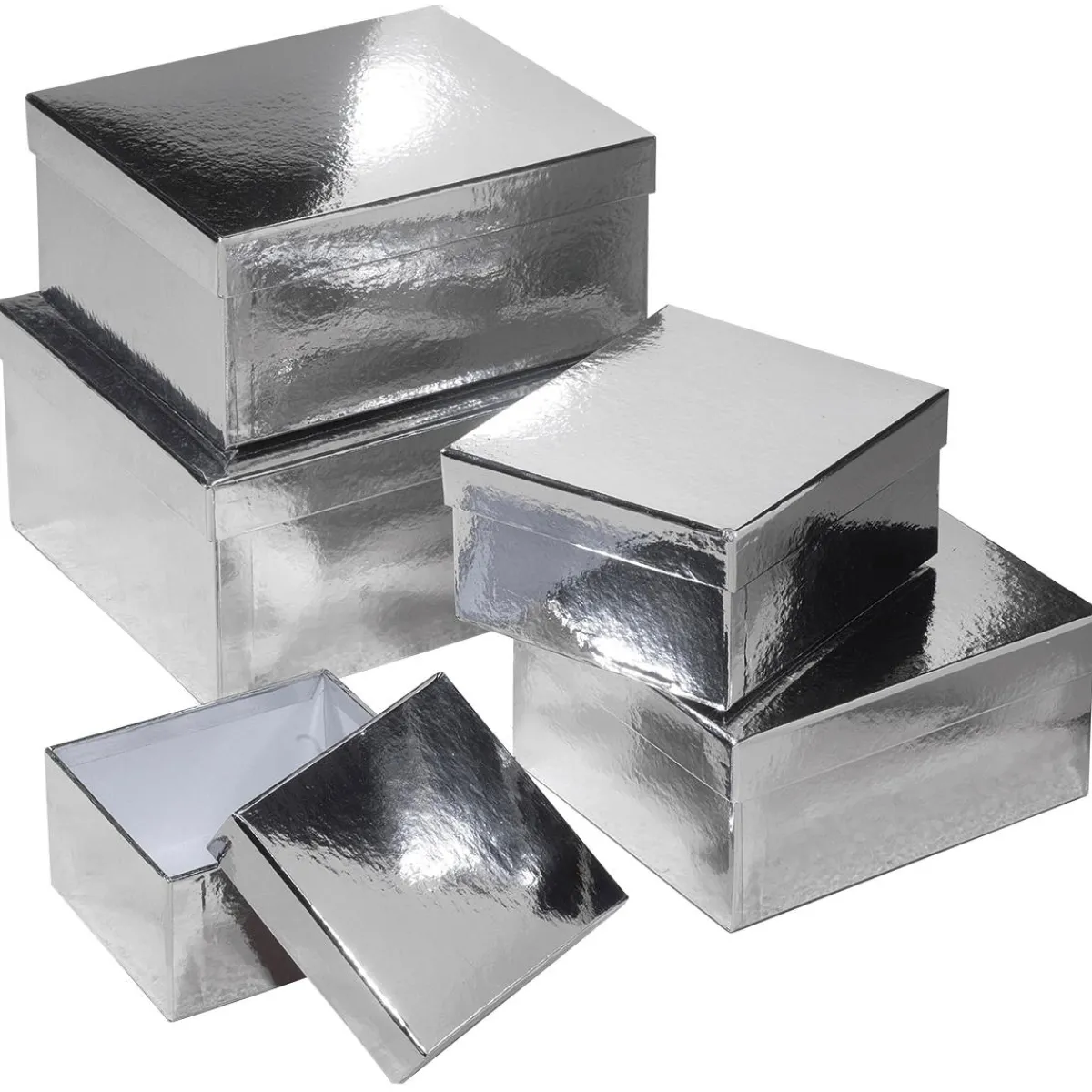 New DecoWoerner Geschenkkartonage Metallic, , 5tlg. silber
