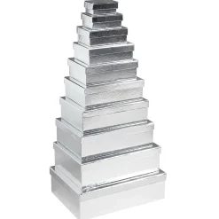 Online DecoWoerner Geschenkkartonagen Geschenkboxen , 10 Stück 6,5 X 3,5 X 8,5 Bis 22 X 9,5 X 31 Cm (B X H X L) silber