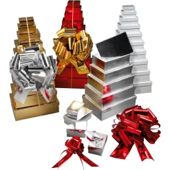 Online DecoWoerner Geschenkkartonagen Geschenkboxen , 10 Stück 6,5 X 3,5 X 8,5 Bis 22 X 9,5 X 31 Cm (B X H X L) silber