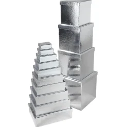 Online DecoWoerner Geschenkkartonagen Geschenkboxen , 10 Stück 6,5 X 3,5 X 8,5 Bis 22 X 9,5 X 31 Cm (B X H X L) silber