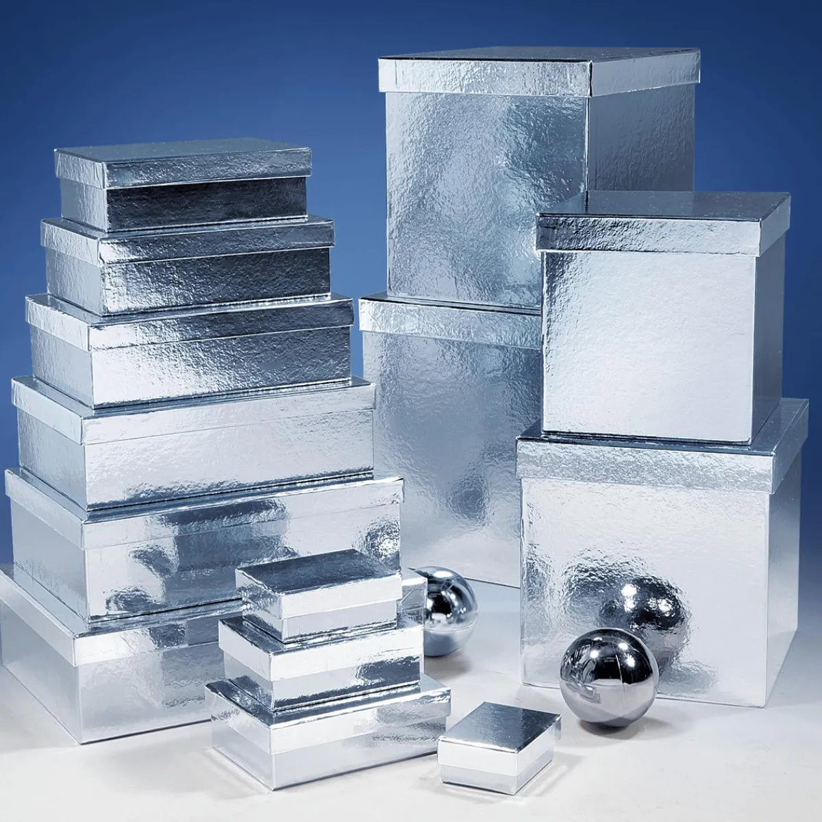 Online DecoWoerner Geschenkkartonagen Geschenkboxen , 10 Stück 6,5 X 3,5 X 8,5 Bis 22 X 9,5 X 31 Cm (B X H X L) silber