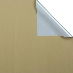 Outlet DecoWoerner Geschenkpapier Bicolor Secare Rolle 50 Cm, 250 M, Silber gold