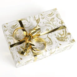 Online DecoWoerner Geschenkpapier Goldener Marmor weiß