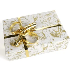 Online DecoWoerner Geschenkpapier Goldener Marmor weiß