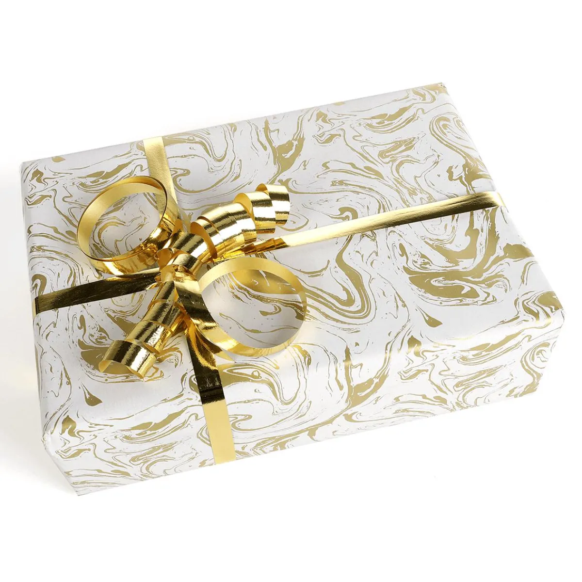 Online DecoWoerner Geschenkpapier Goldener Marmor weiß