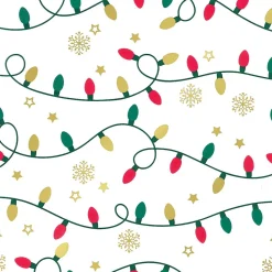 Clearance DecoWoerner Geschenkpapier Lichterkette weiß