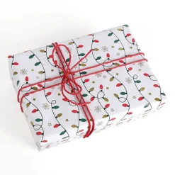 Clearance DecoWoerner Geschenkpapier Lichterkette weiß