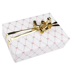 Outlet DecoWoerner Geschenkpapier Schleifchen Weiß / Rot, 70cm Breit, 40 M Rolle
