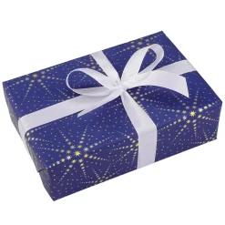Sale DecoWoerner Geschenkpapier Sternchen / Gold / Silber blau