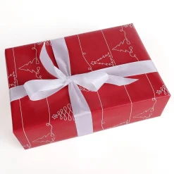 New DecoWoerner Geschenkpapier Weihnachtsbaumornamente rot