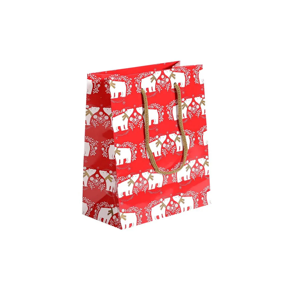 New DecoWoerner Geschenktasche Eisbär 12-er Pack 23 X 19 X 10 Cm, 150 Gr/m² rot