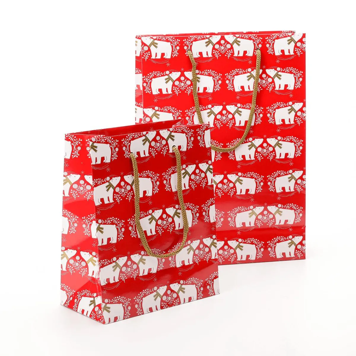 Hot DecoWoerner Geschenktasche Eisbär 12er Set 33,5 X 24 X 10 Cm, 150 Gr/m² rot