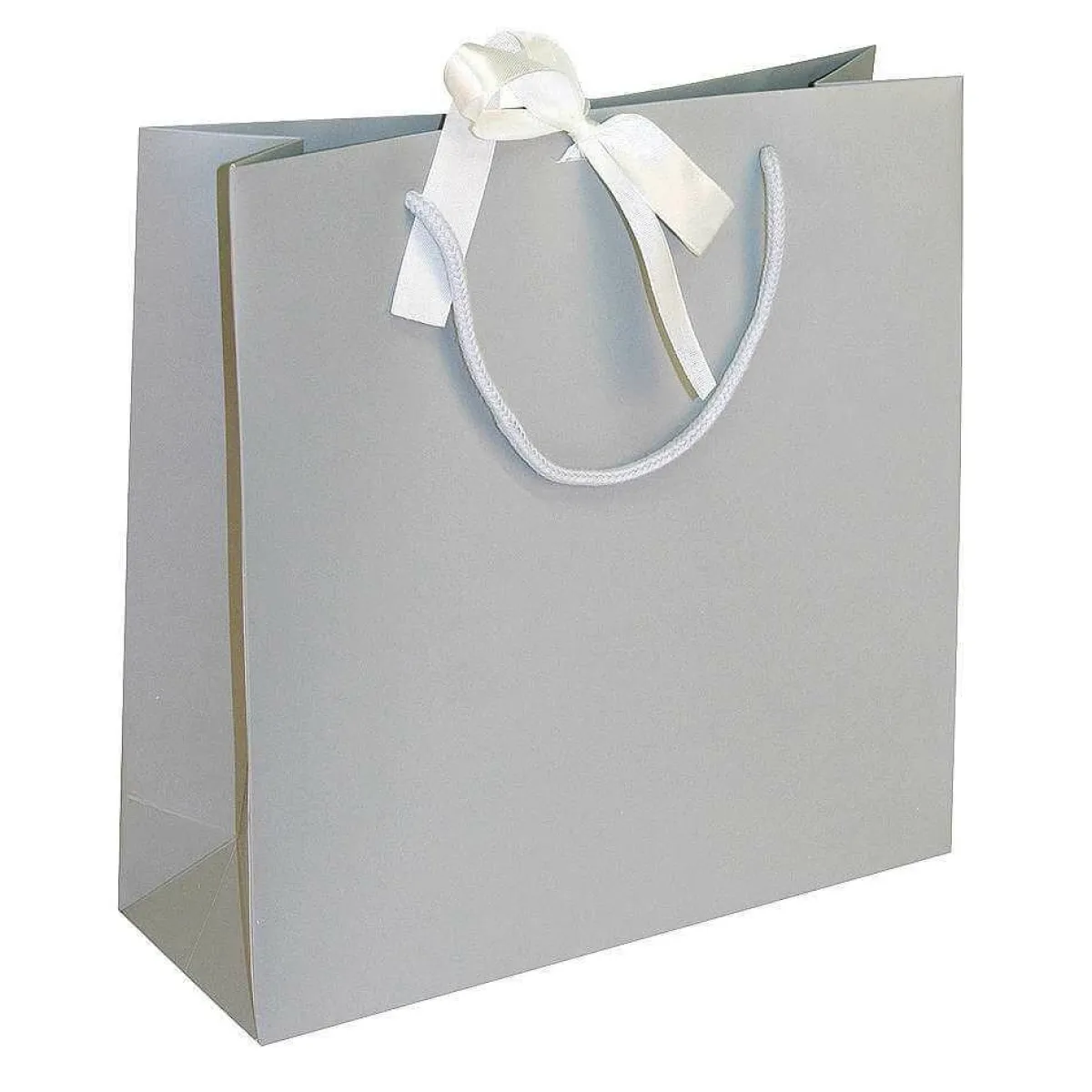 DecoWoerner Geschenktaschen, 27,5 X 27,5 Cm, 25 Stück 200g/m², Mit Passender Satinschleife Grau
