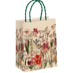 Hot DecoWoerner Geschenk-Tragetasche "Flower Garden" 22 X 31 X 10 Cm 10 Stück braun